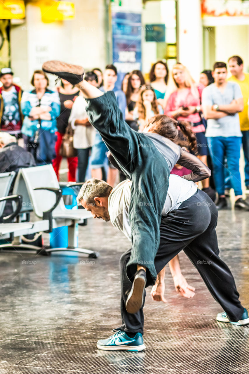 Couple Modern Dancers In Front Of An Audience
