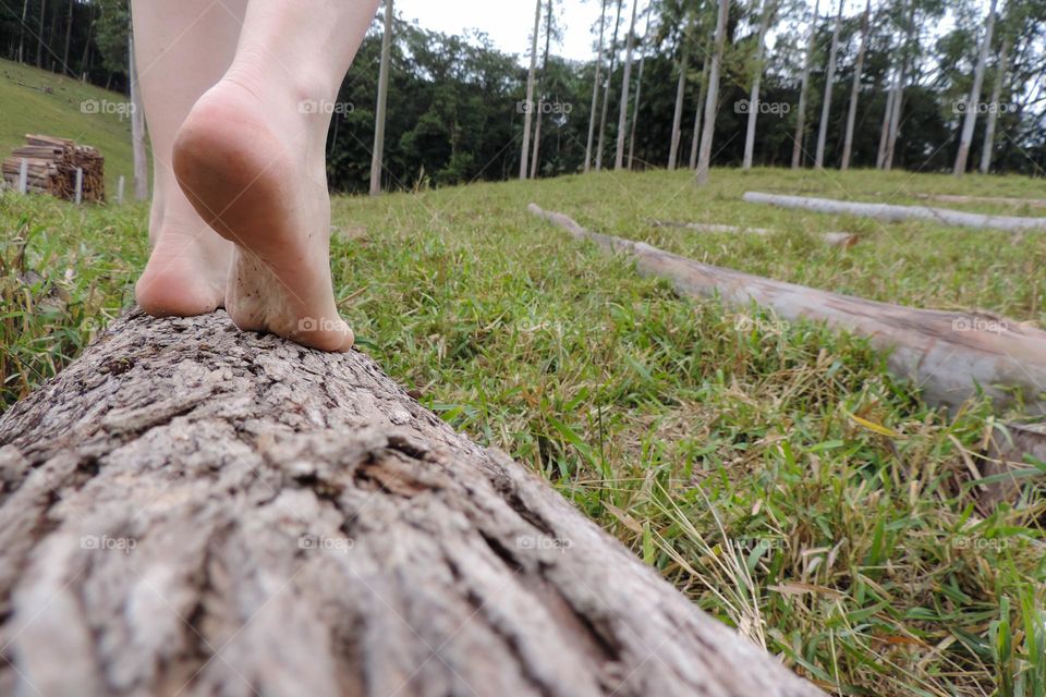 Bare feet feeling the freshness of summer in nature.