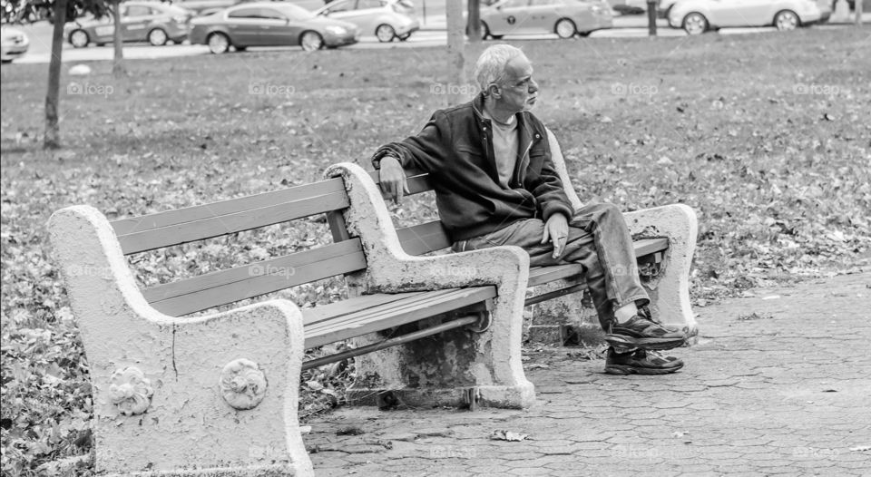 man on bench