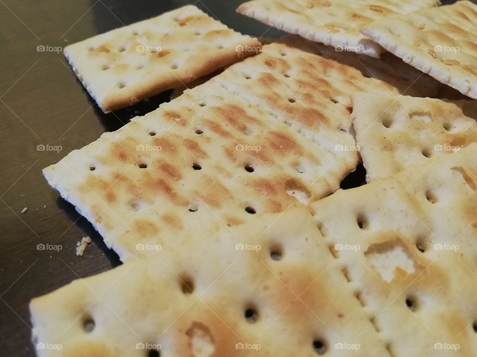 Delicious salty crackers, still life photo