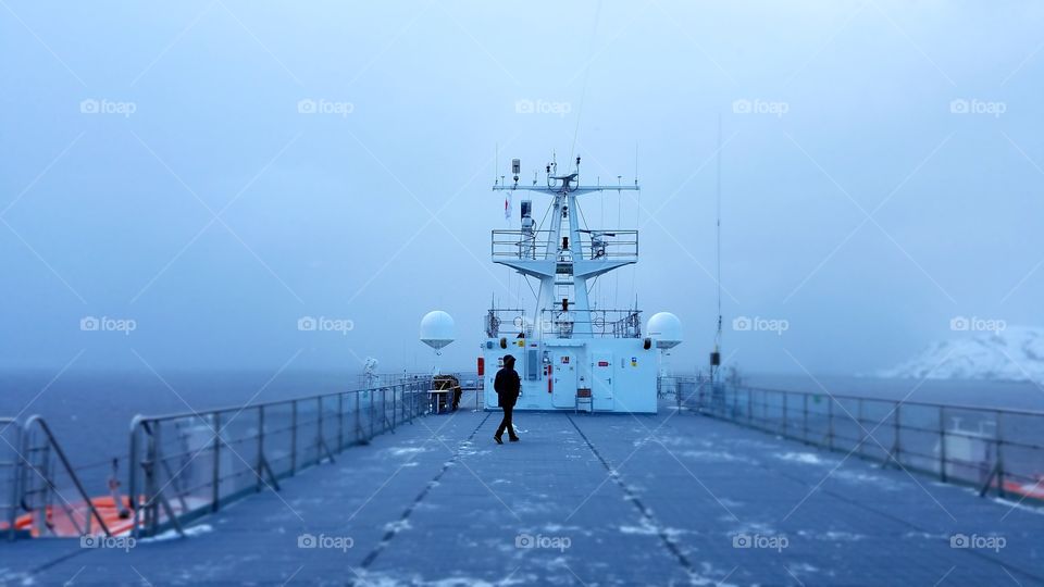 On the boat deck