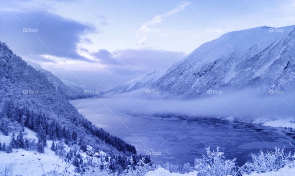 Scenic view of snowy Mountains