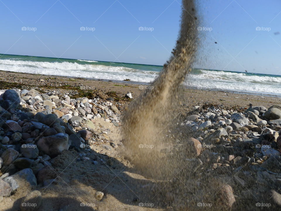 Sand Sturm Wasser Strand Wellen SteinecKiesel