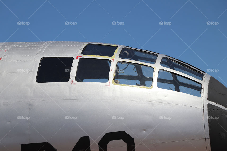 Square windows of an vintage airplane