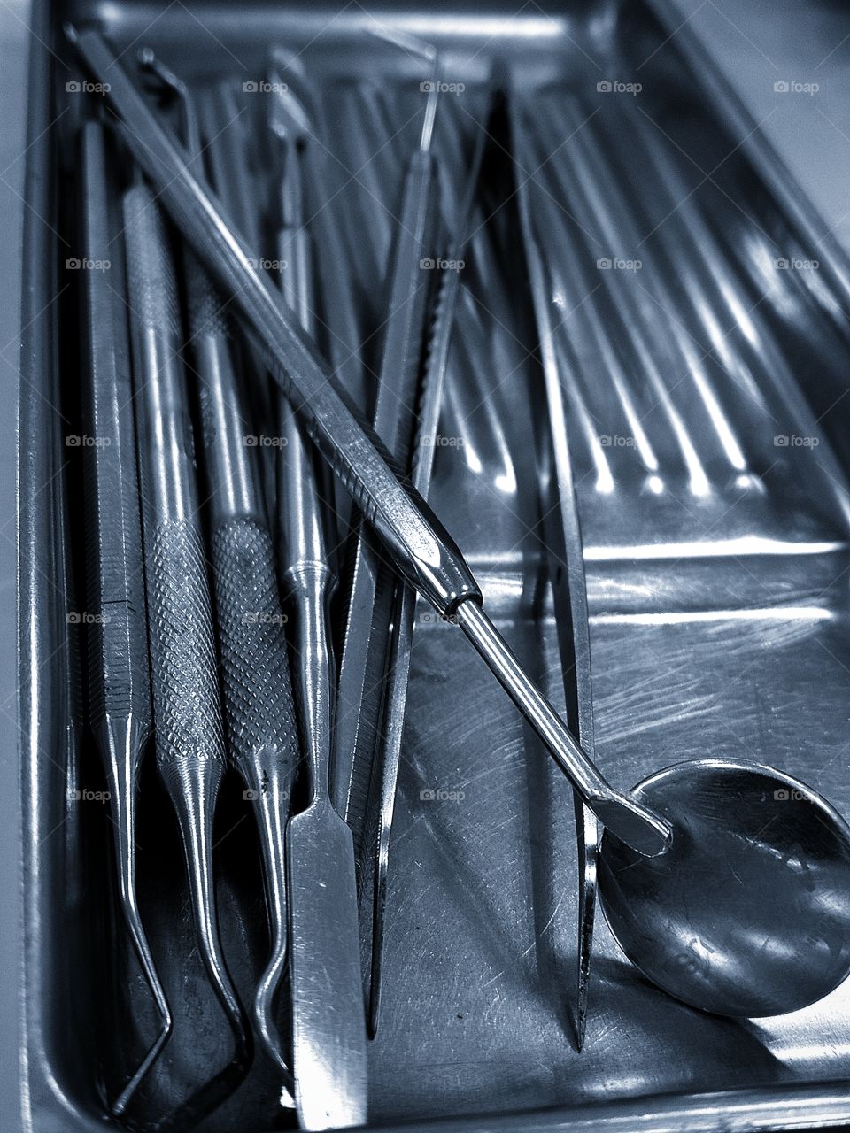 The tray containing the dentist's tools