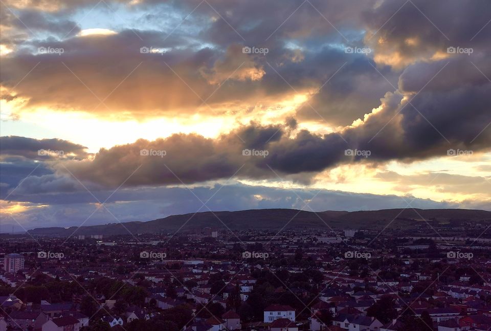 Beautiful sunset over the city