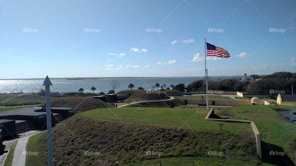 A beautiful view of the scenery beyond Fort Moultrie.