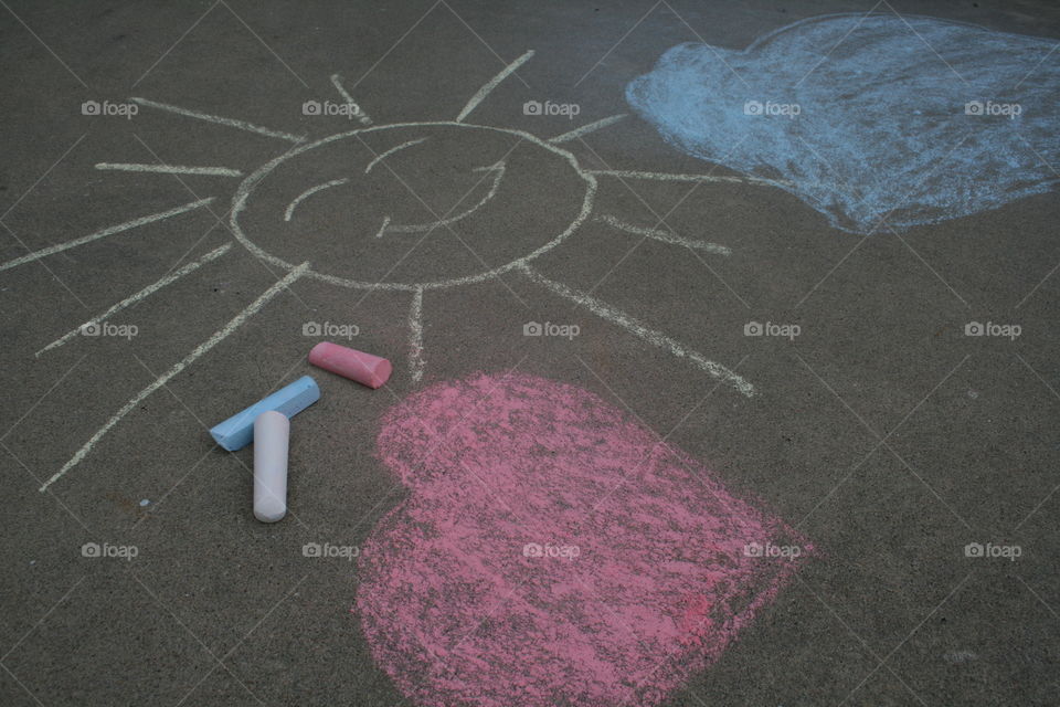 Sidewalk Chalk Art. Chalk fun on the patio 