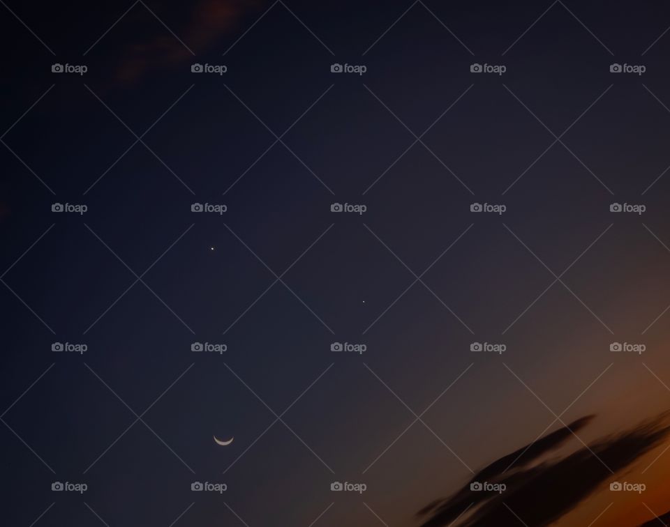 The moon smiling phenomenon in twilight sky make us feel good