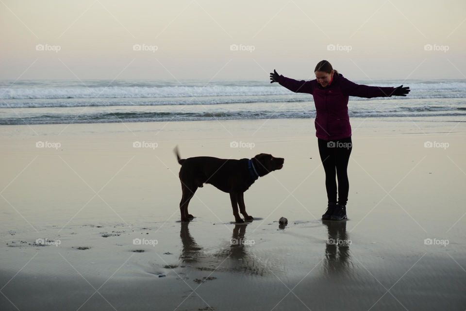 Beach#ocean#human#dog