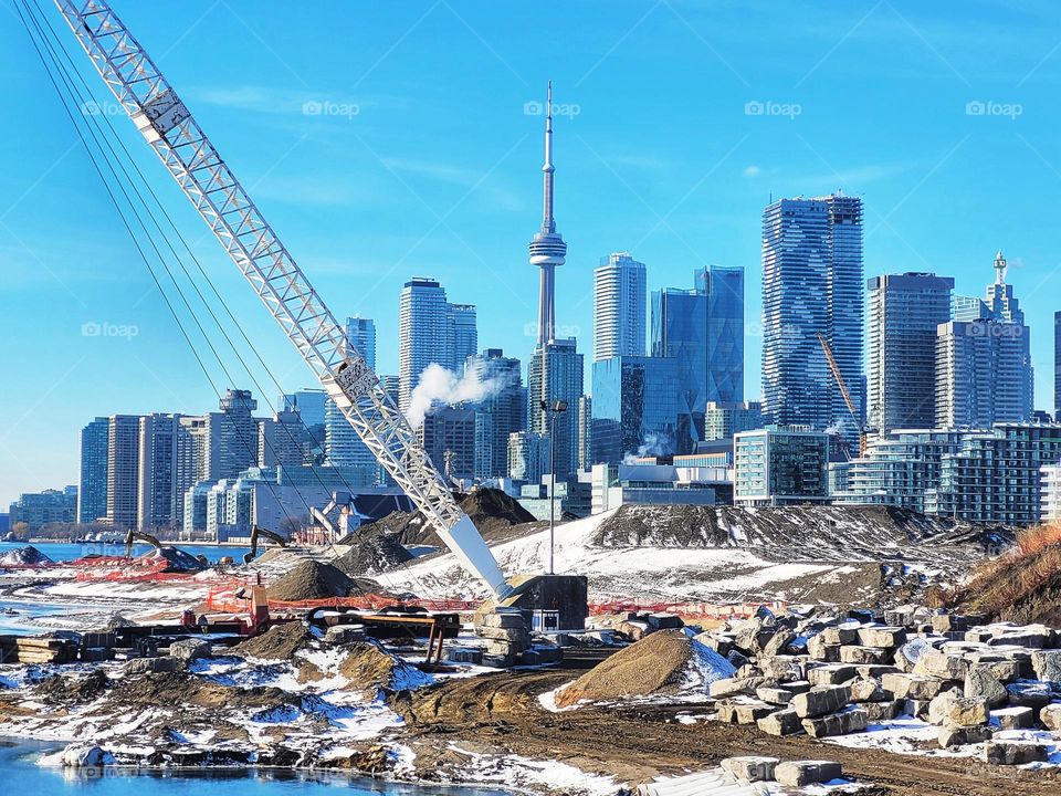 Toronto,  Canada. Urban City, Street,  view. Traffic. Modern architecture.  Landmark