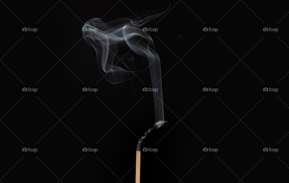 Match with smoke just after burning