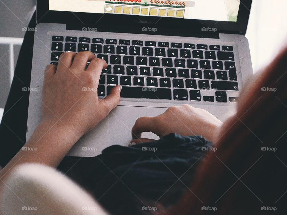 Girl using her computer