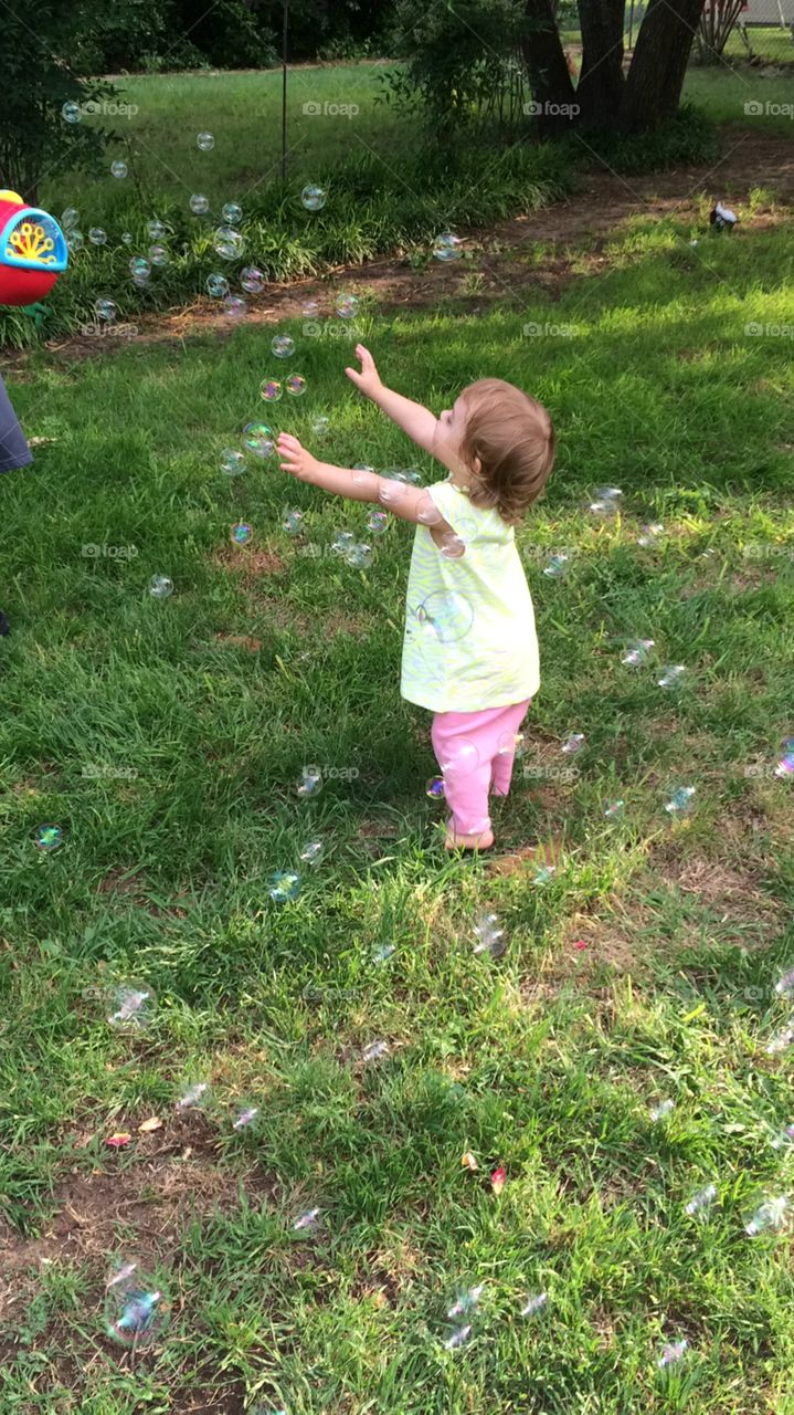 Bubble Fun. Playing in the bubbles