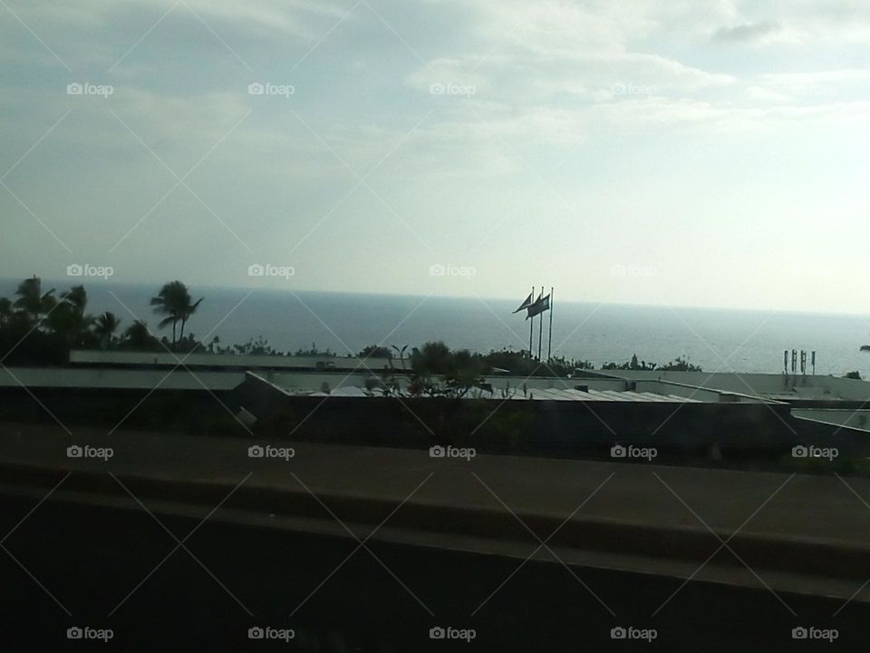 Evening black sand beach