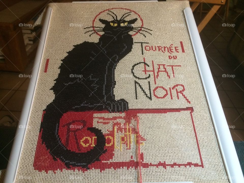 Cross stitch of Chat Noir 