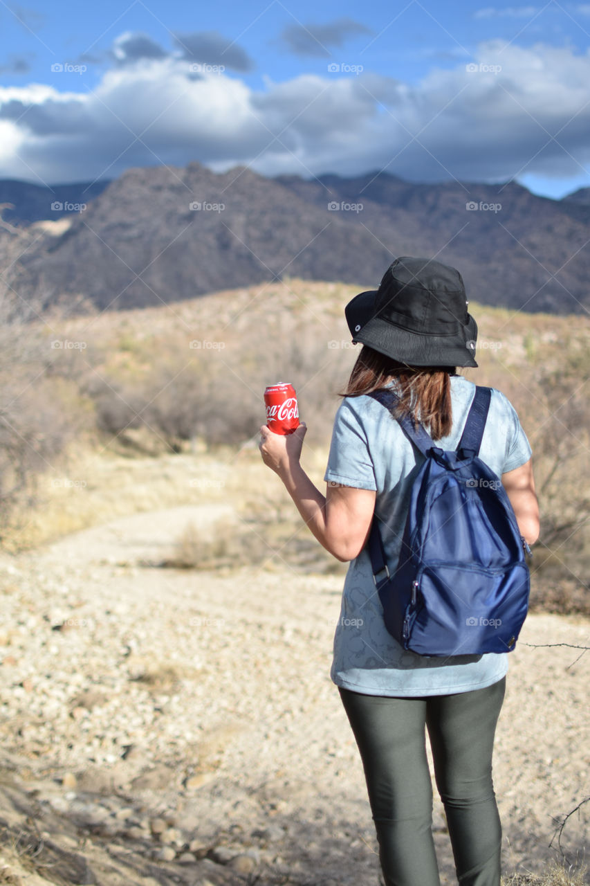 Hiking with coke 