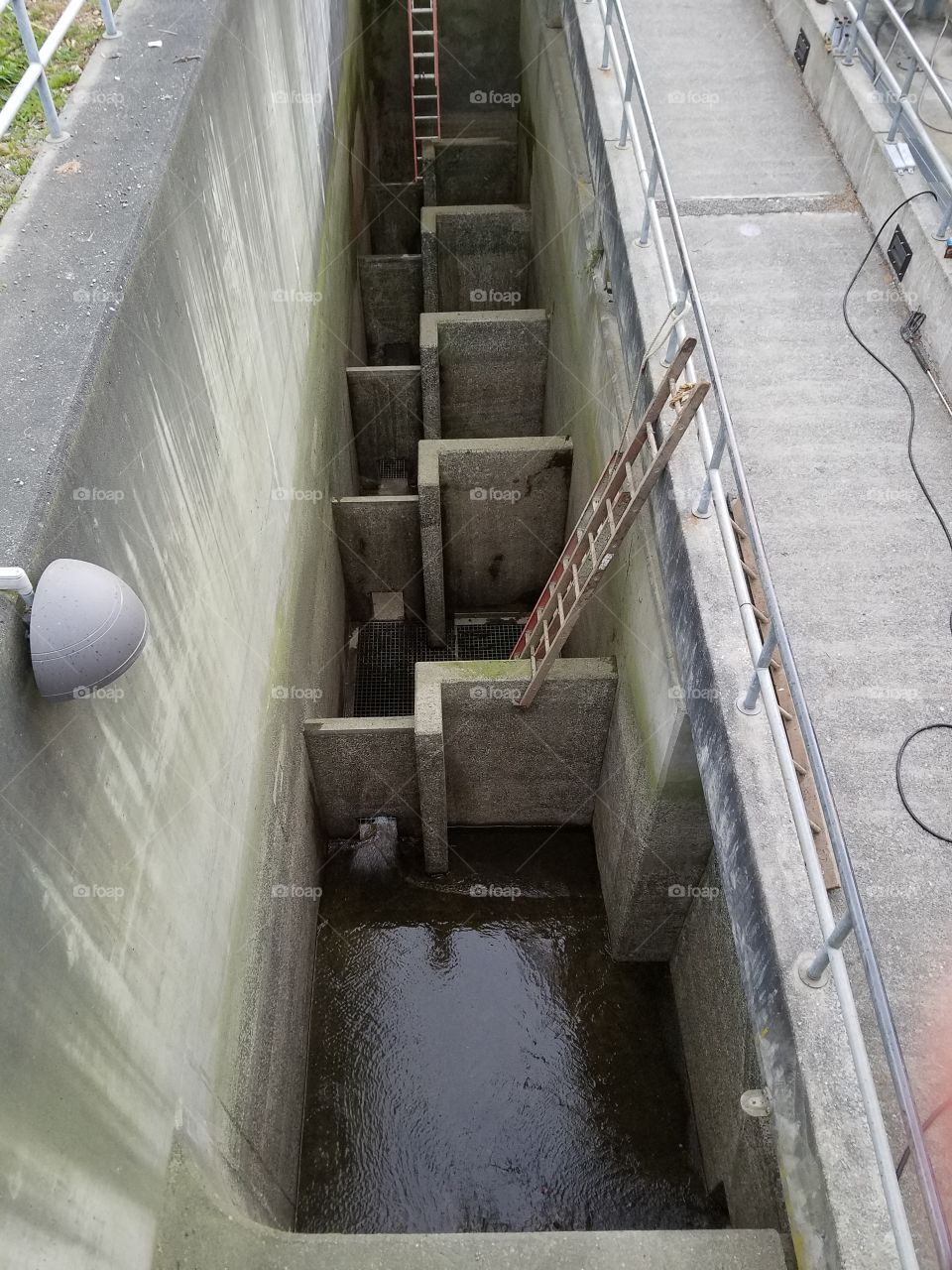 fish ladder drained for cleaning and maintenance. Hiram M Chittenden Locks. Seattle, Washington 5/19/2016