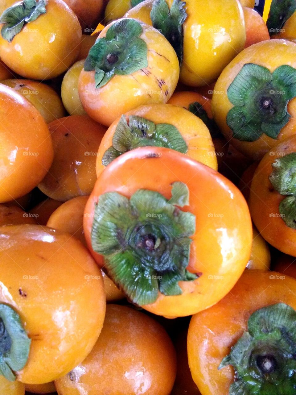 fresh ripe sweet persimmons