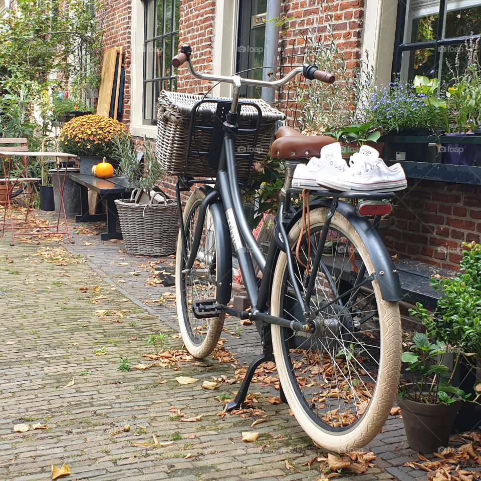 Vintage bicycle on the autumn day