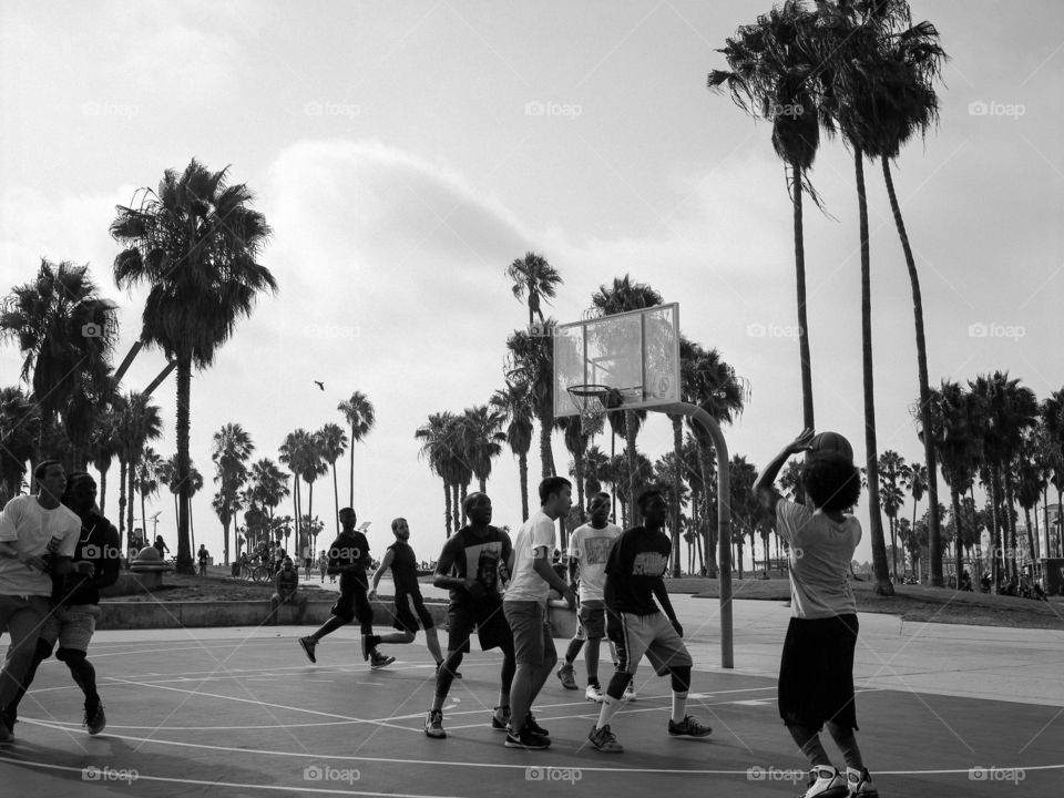 Outdoor Basketball Game at Venice Beach