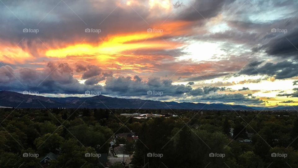 Colorful sunset in Missoula, Montana. 