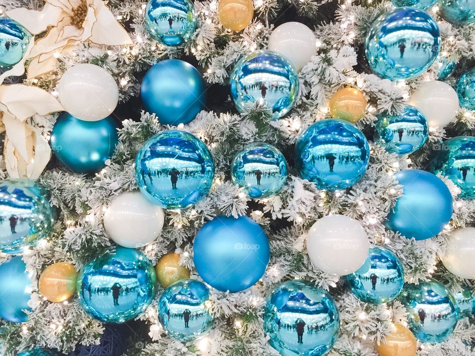 A huge Christmas tree covered with ornaments at the mall Emporia in Malmö, Sweden.