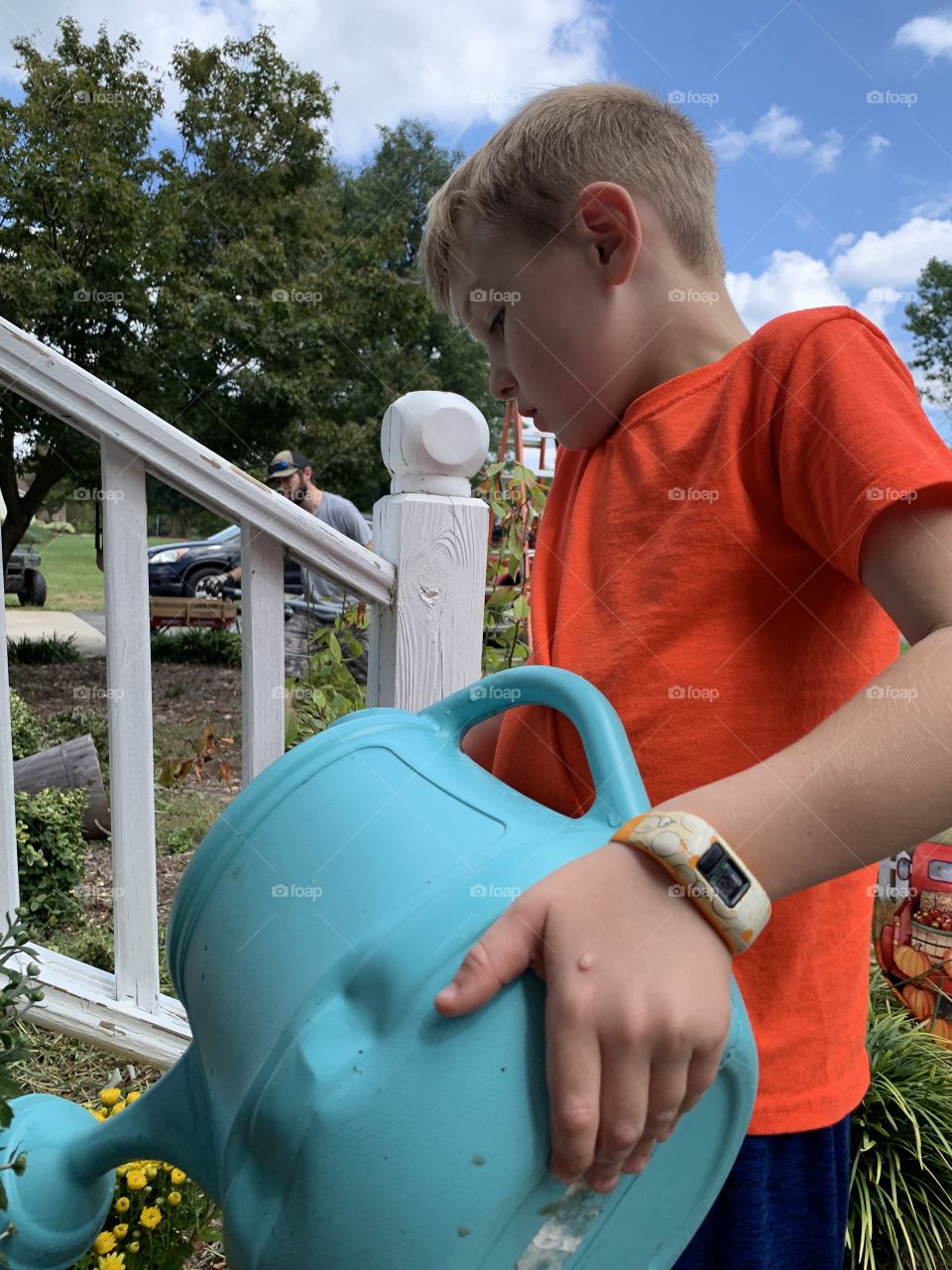 Watering the flowers 