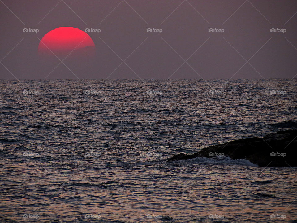 ocean sky sunset sun by ophirye
