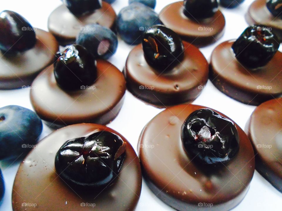 Chocolate with blueberries