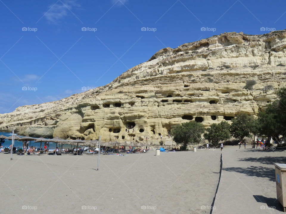 Ancient catacombs in Crete near the beach