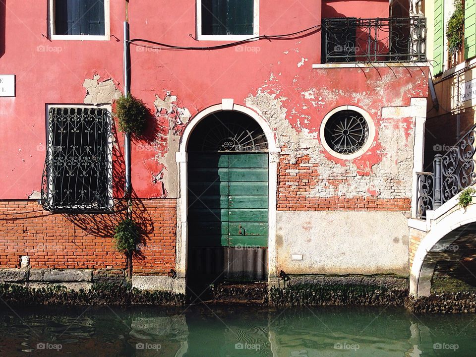 Venice canal wall
