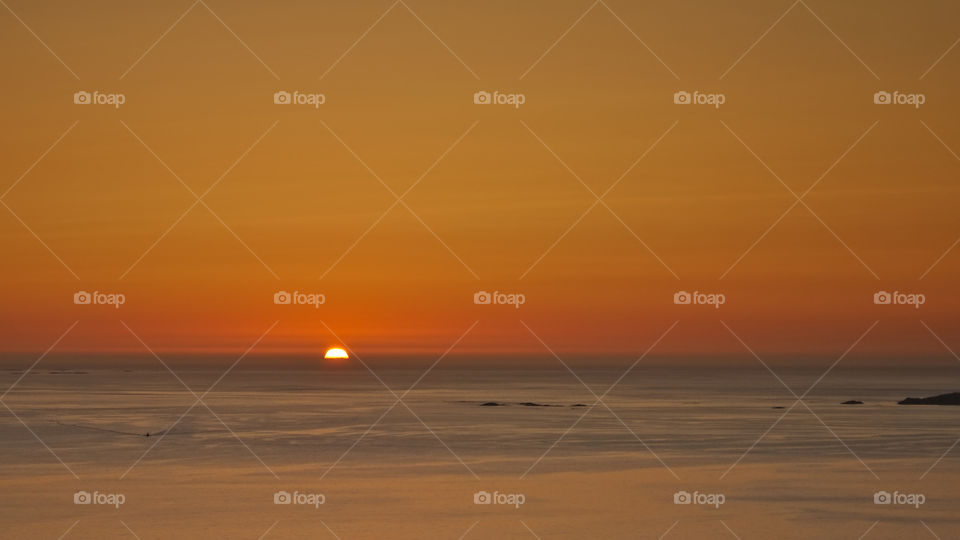 Golden minute. Sunset in northern Norway