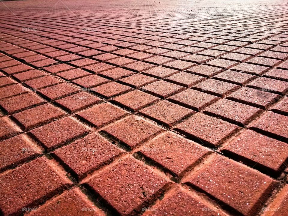 red sidewalk close up
