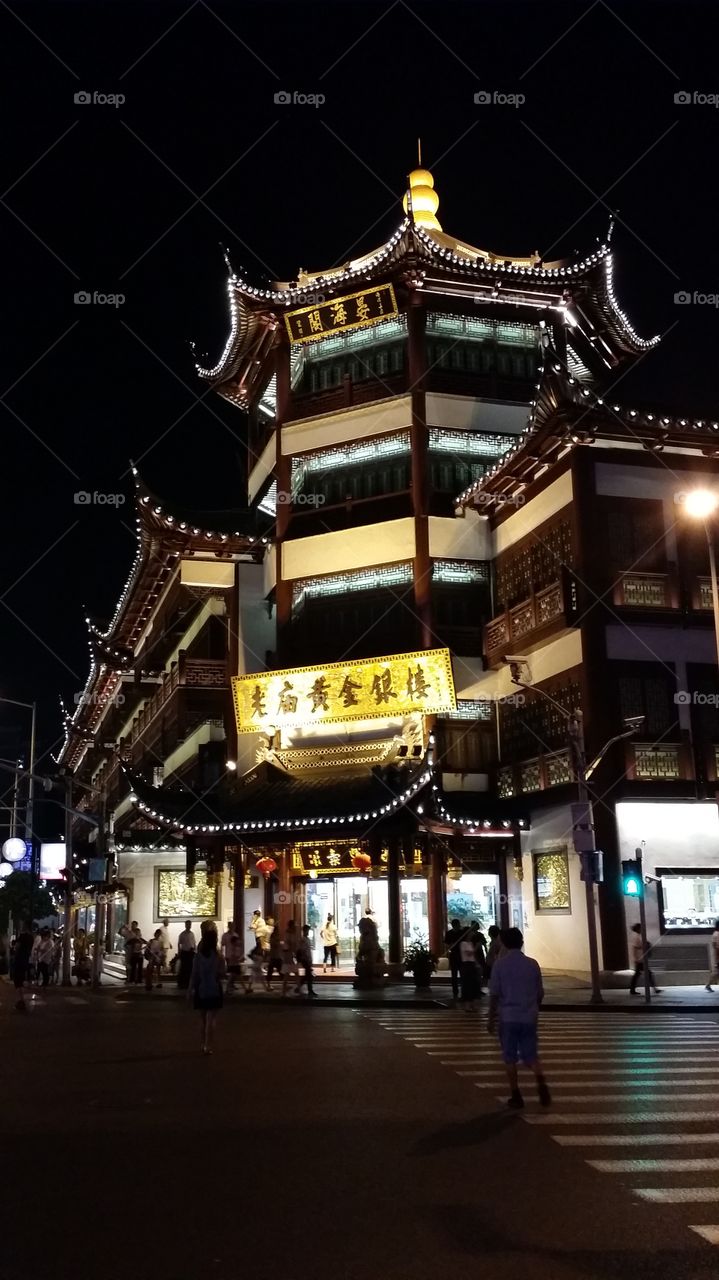 Beautiful lights,  Shanghai night streets market
