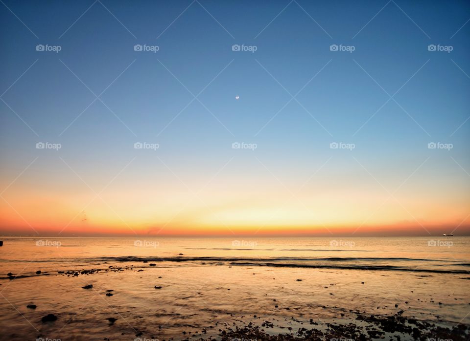 Twilight sky in sunrise moment at Beach in Thailand 