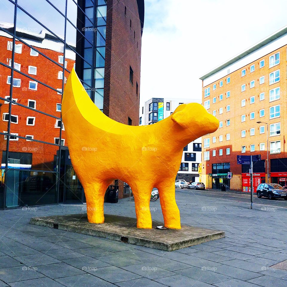 Superlambanana sculpture in Liverpool, England.