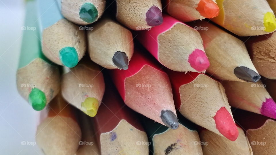 Close-up of colored pencils