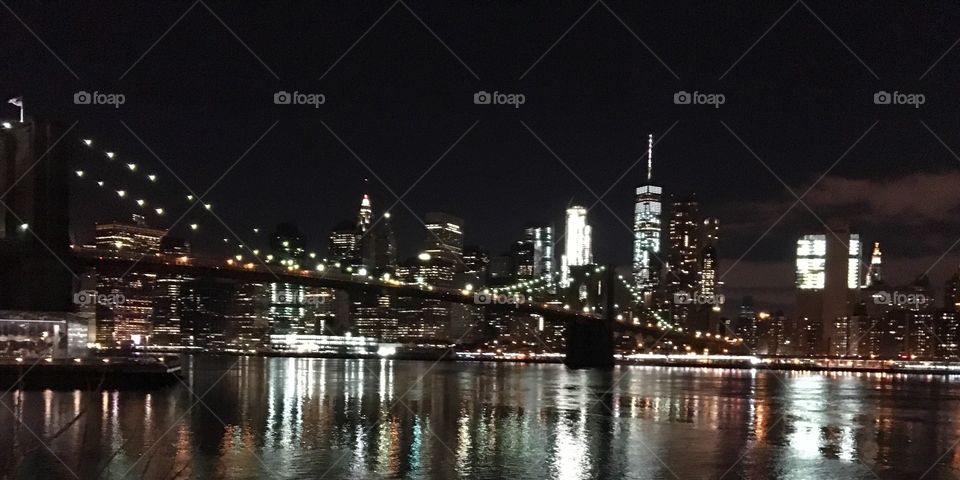 The Brooklyn Bridge, view from Brooklyn, NY Dumbo.