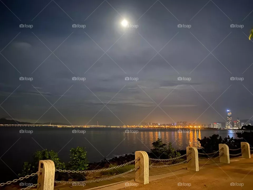 Night View with Moon