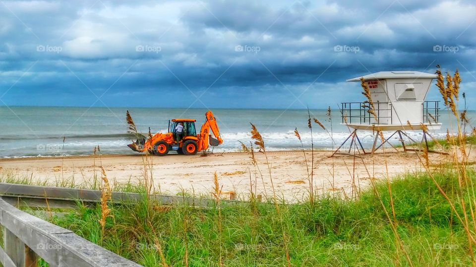 Working at the beach