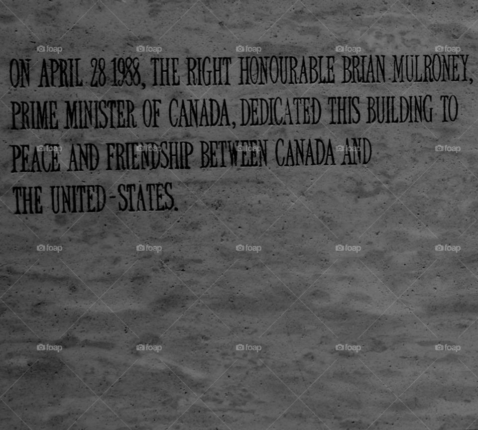 An inscription is printed in the granite building stating that it was donated to the United States from Canada. Oh Canada!