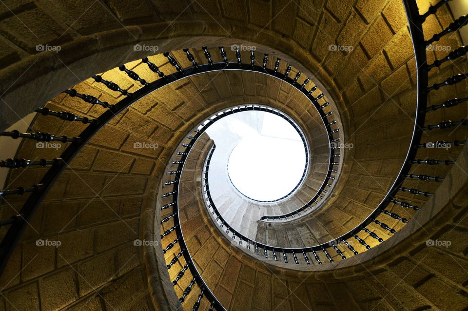 Triple spiral staircase. View from the bottom.