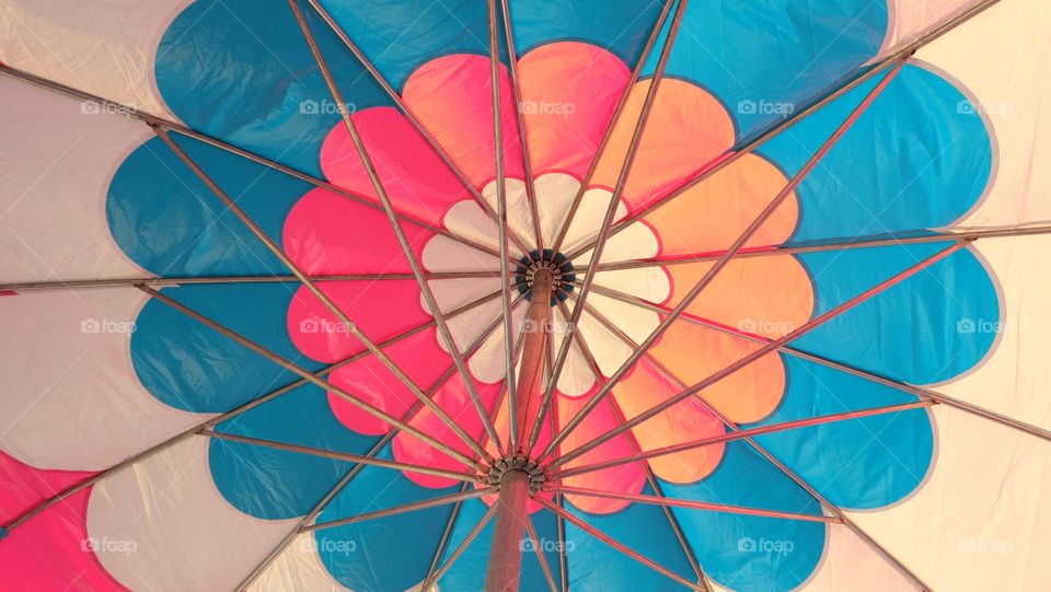 Colorful pattern on patio umbrella