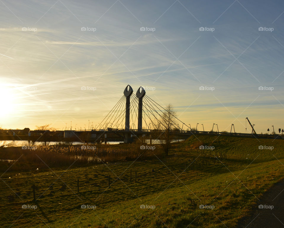 A bridge at sunset