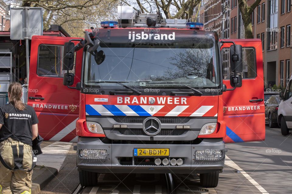 Fire Department Truck Door At Amsterdam The Netherlands 27-4-2023