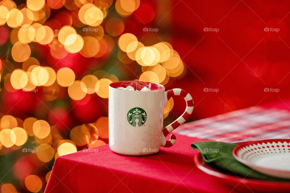 KIEV, UKRAINE - NOVEMBER, 2019: cup of Starbucks popular holiday beverage