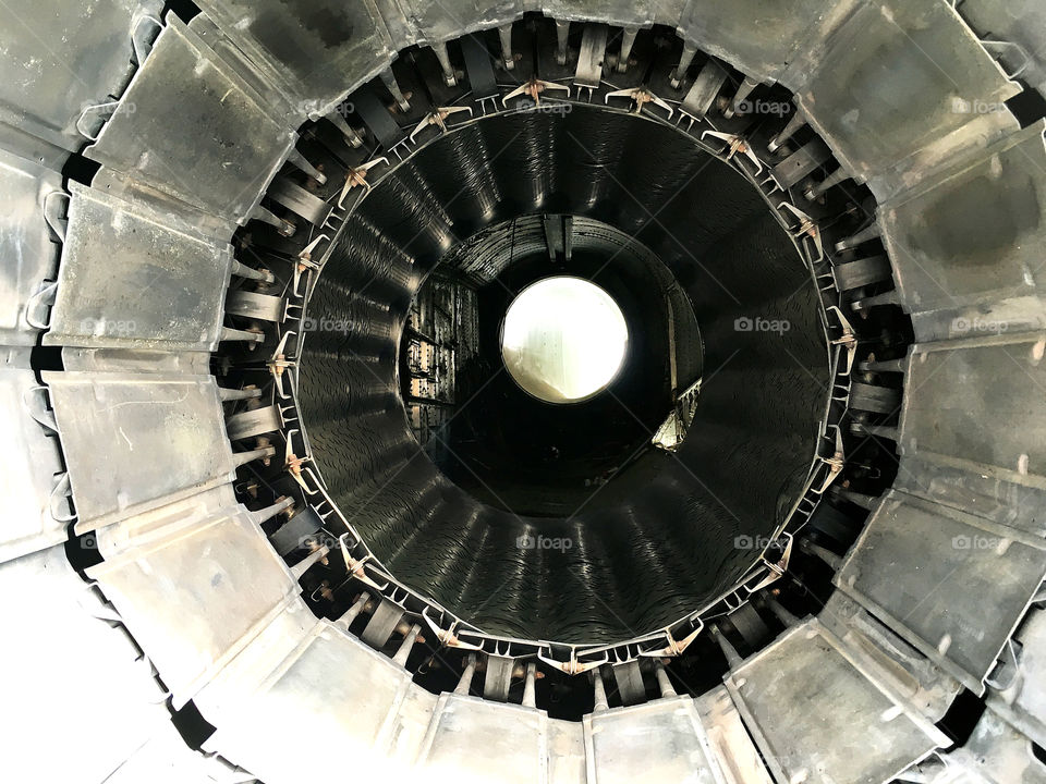 F-4 Phantom jet engine nozzle. Variable geometry convergent jet nozzle for afterburners.