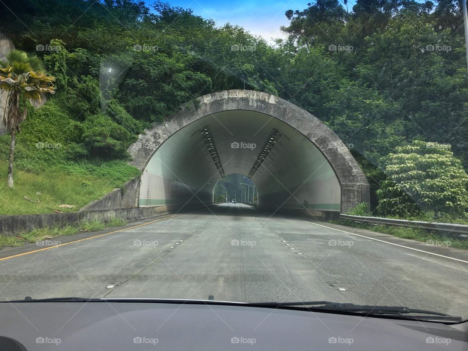 This is a tunnel going through a mountain on Oahu island Hawaii 