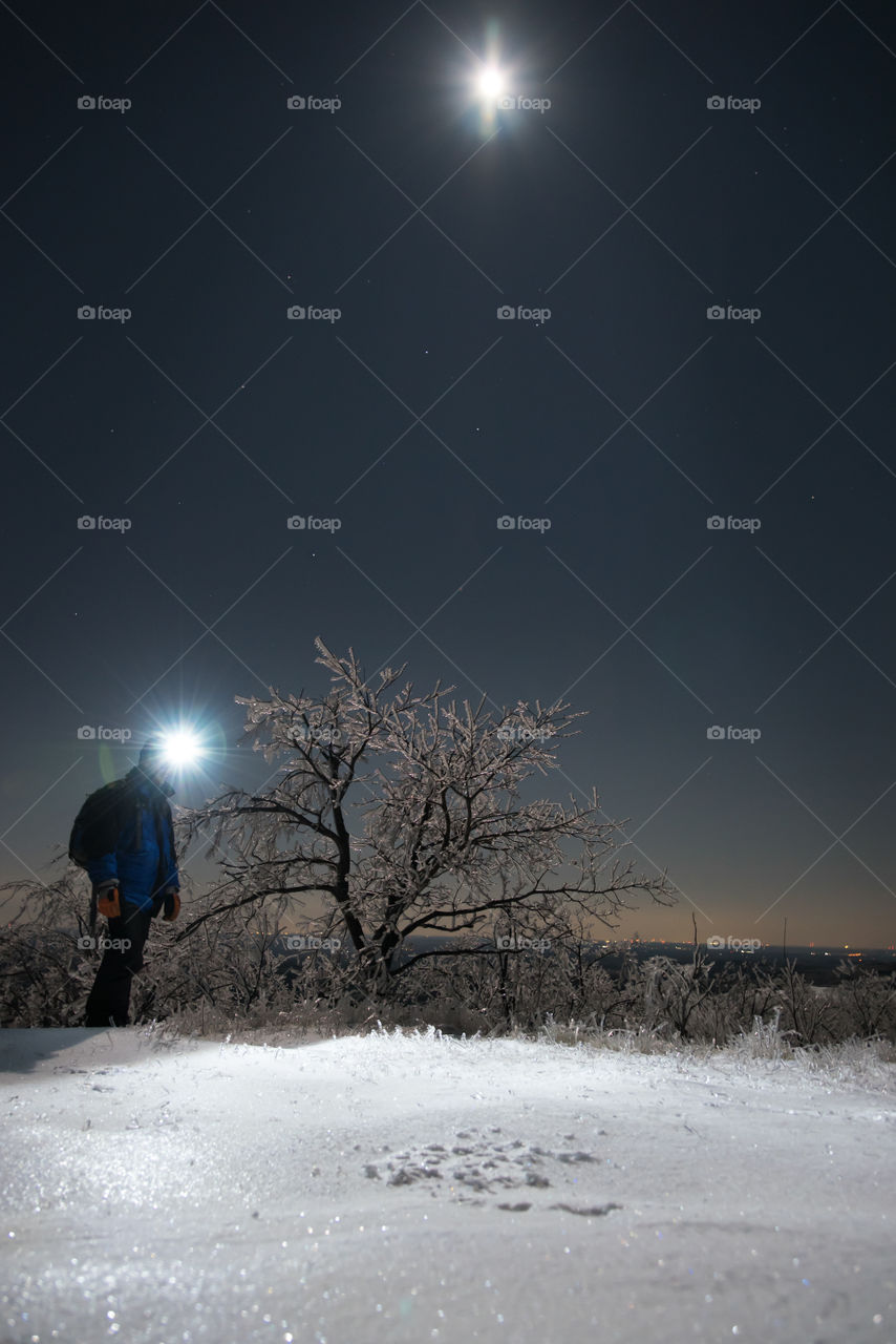 A night hike under the stars and moon